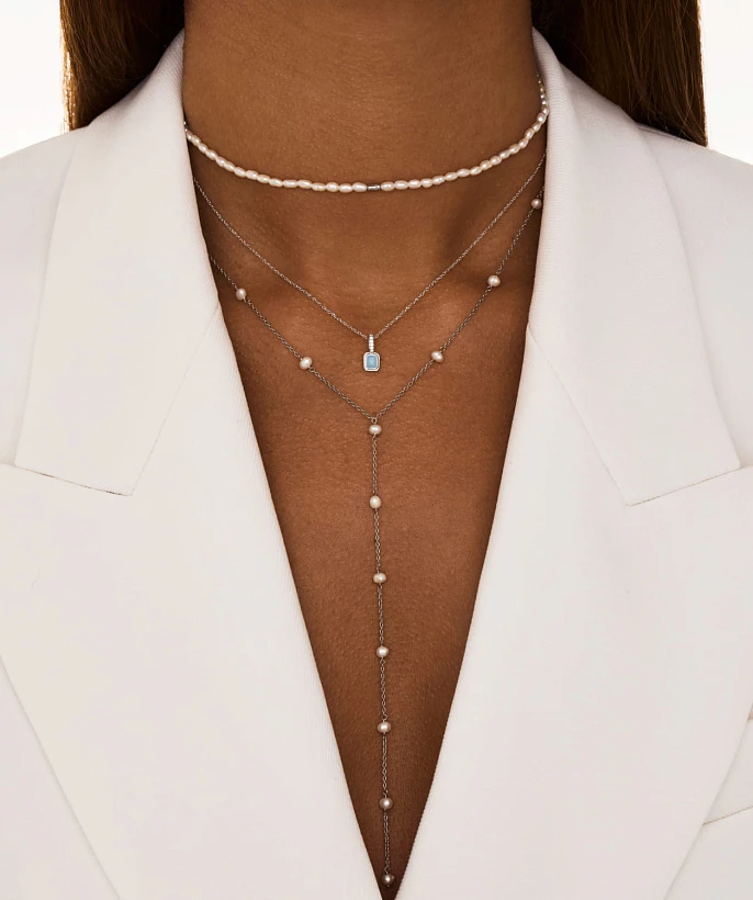 Серебряное колье с аквамарином