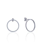 Серебряные акцентные пусеты с кругом из фианитов MIESTILO 