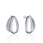 Крупные серьги из серебра с фианитами