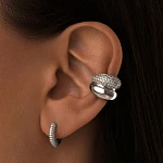 Серебряные серьги - кольца с фианитами 10мм