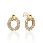 Серебряные серьги-пусеты с фианитами в покрытии желтое золото