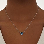Серебряная подвеска с синим фианитом в огранке сердце MIESTILO