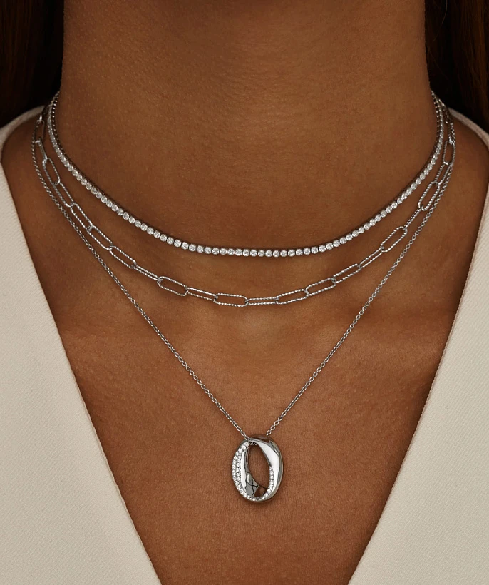 Серебряное колье-цепь с витыми звеньями