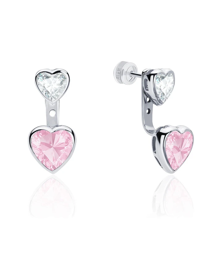 Серебряные серьги-трансформеры SWEETHEART с двумя сердцами