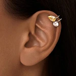 Серебряный кафф  с белым и желтым фианитами