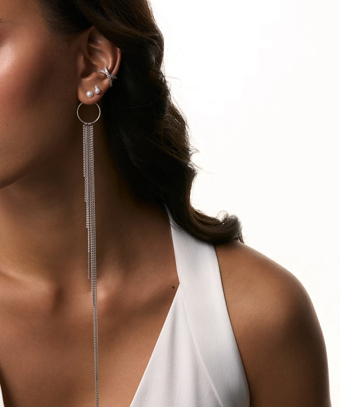 Двойной серебряный кафф с фианитами