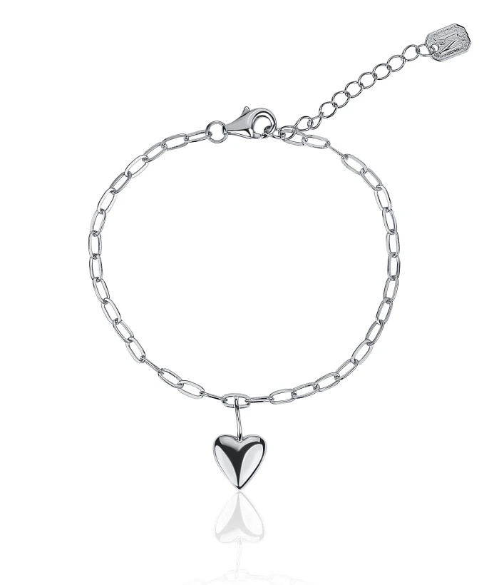 Серебряный браслет с подвеской сердце MIESTILO
