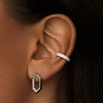 Серебряные многогранные серьги с фианитами