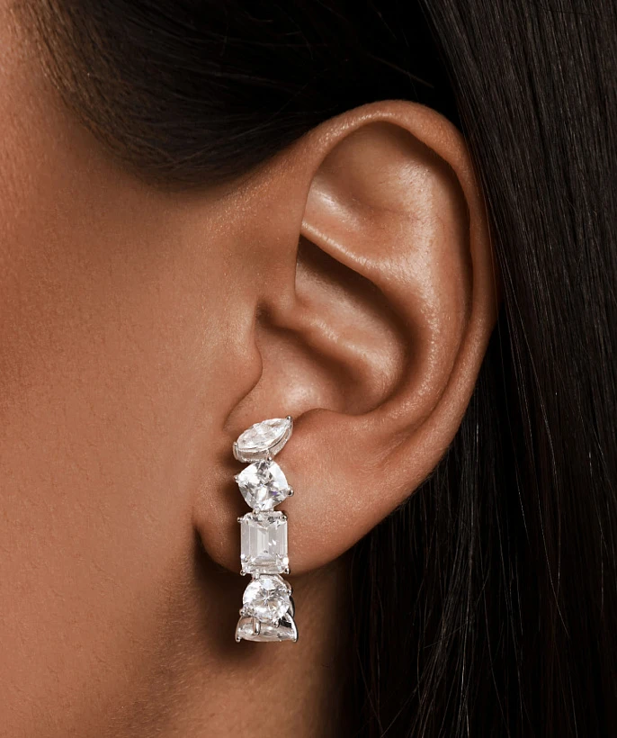 Серебряные серьги-скобы A LA RUSSE с фианитами