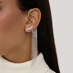 Серебряная моносерьга кафф с тонкими цепочками MIESTILO 