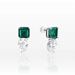 Серебряные серьги ESSENCE с выращенным изумрудом