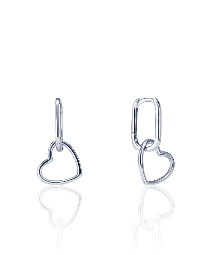 Минималистичные серебряные серьги-конго с подвеской в форме сердца MIESTILO 