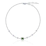 Серебряный чокер "Энергия" с зелёным фианитом 