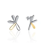 Серебряные пусеты биколор в форме цветка с покрытием родий и позолота MIESTILO 