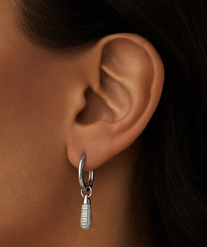 Серьги с подвеской из серебра с фианитами