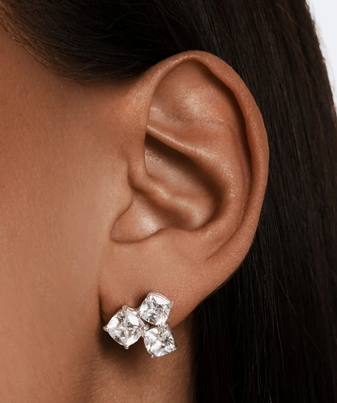 Серебряные тройные серьги A LA RUSSE с фианитами