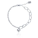 Акцентный серебряный браслет с дутым сердцем и 2 видами цепочки MIESTILO