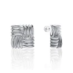 Квадратные серебряные серьги-пусеты терра