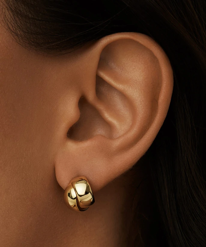 Серебряные серьги-узлы в покрытии желтое золото