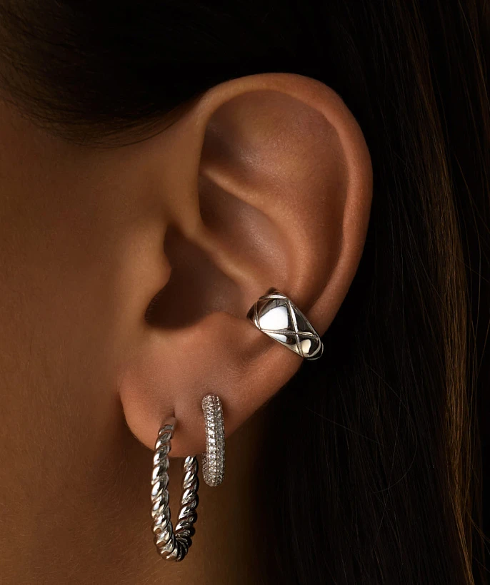 Серебряные серьги - кольца 20 мм "Hailey" с фианитами