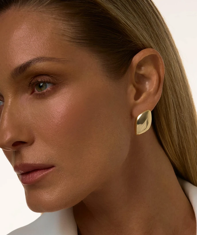 Серьги-ромбы ПЕНЕЛОПА из серебра в покрытии желтое золото