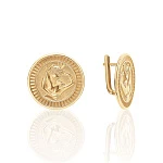Серебряные серьги-монеты АМУР в покрытии желтое золото