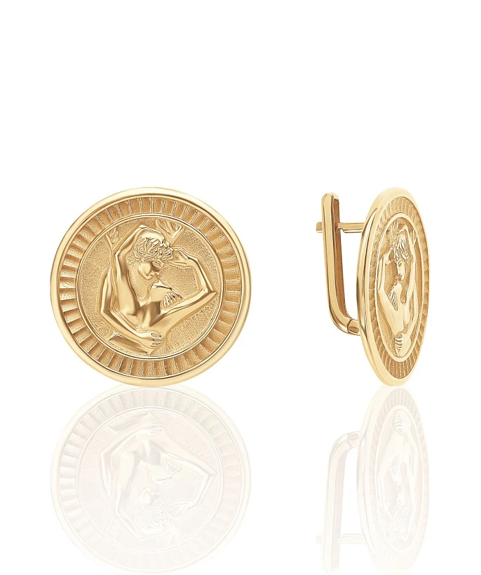 Серебряные серьги-монеты AMOR в покрытии желтое золото