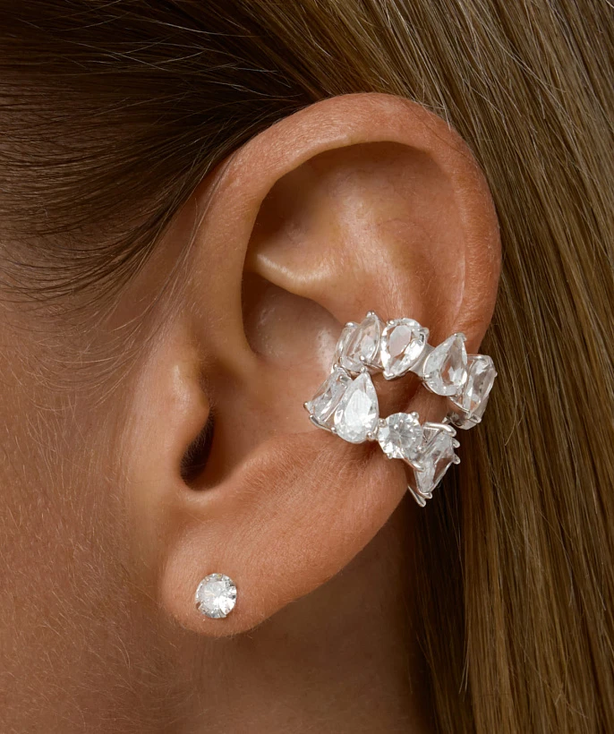 Серебряный кафф ЭРОС с горным хрусталем