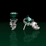 Серебряные серьги ESSENCE с выращенным изумрудом