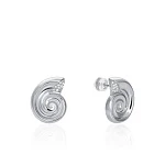 Серьги-ракушки из серебра с фианитами