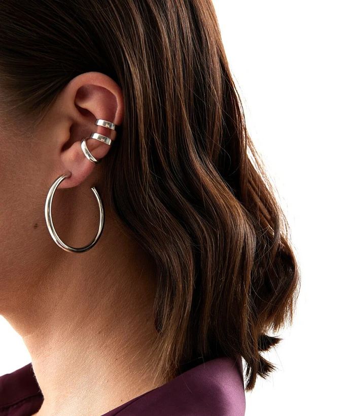 Двойной серебряный кафф без вставок