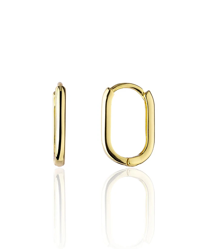 Овальные классические серьги-конго из серебра с позолотой MIESTILO 