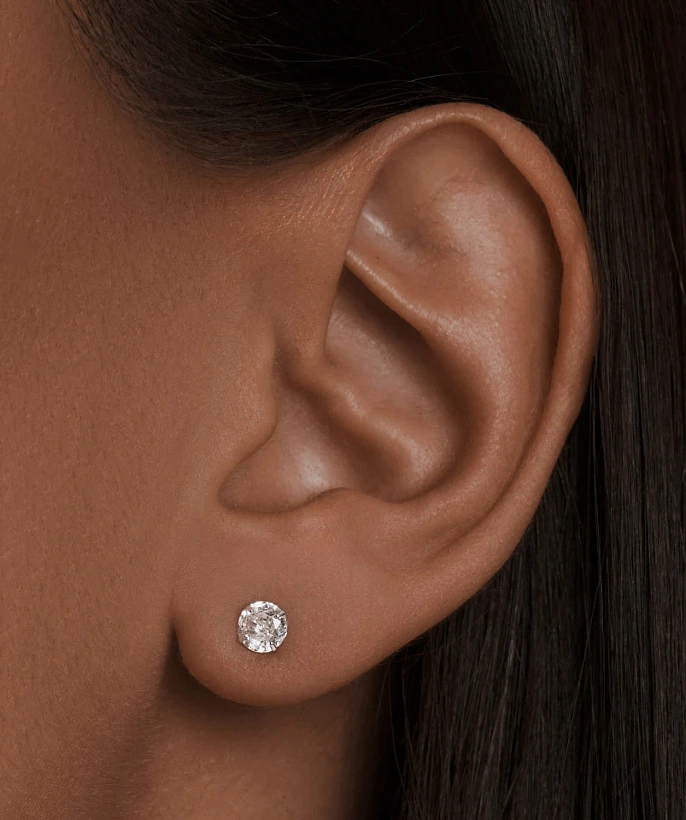 Серебряные серьги-гвоздики с фианитами 5 мм.