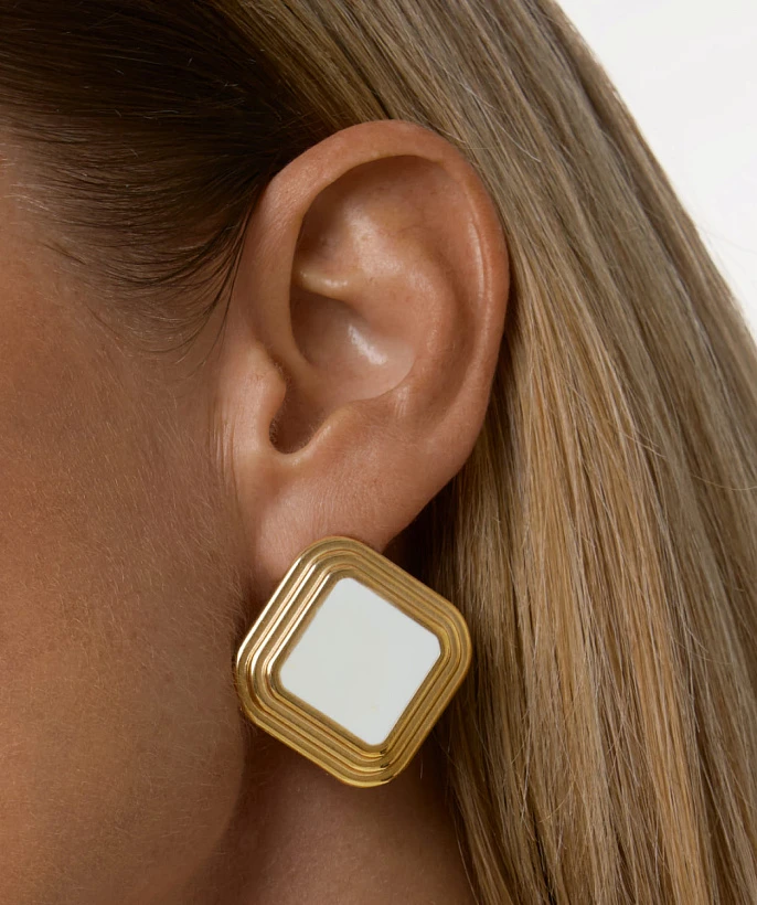 Серьги ВИНТАЖ с белой эмалью