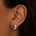 Серебряные круглые серьги с натуральным перламутром