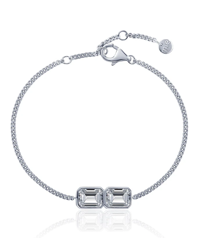 Серебряный браслет Midnight с фианитами в огранке Эмеральд