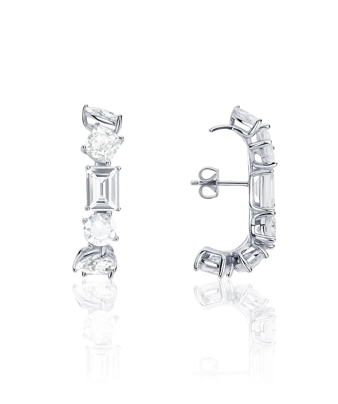 Серебряные серьги-скобы A LA RUSSE с фианитами