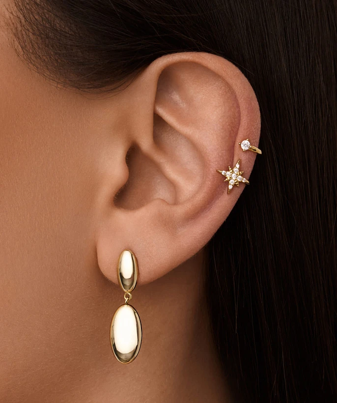 Позолоченные серьги-подвесы из серебра MIESTILO 