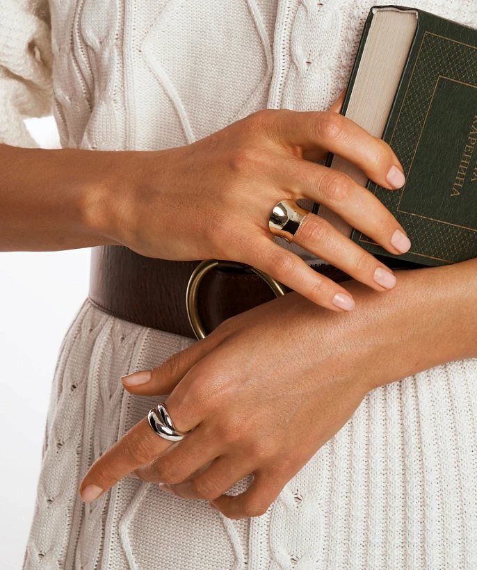 Кольцо кросс из серебра