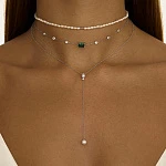 Серебряный чокер "Энергия" с зелёным фианитом 