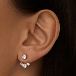 Серебряные серьги-джекеты с фианитами MIESTILO 