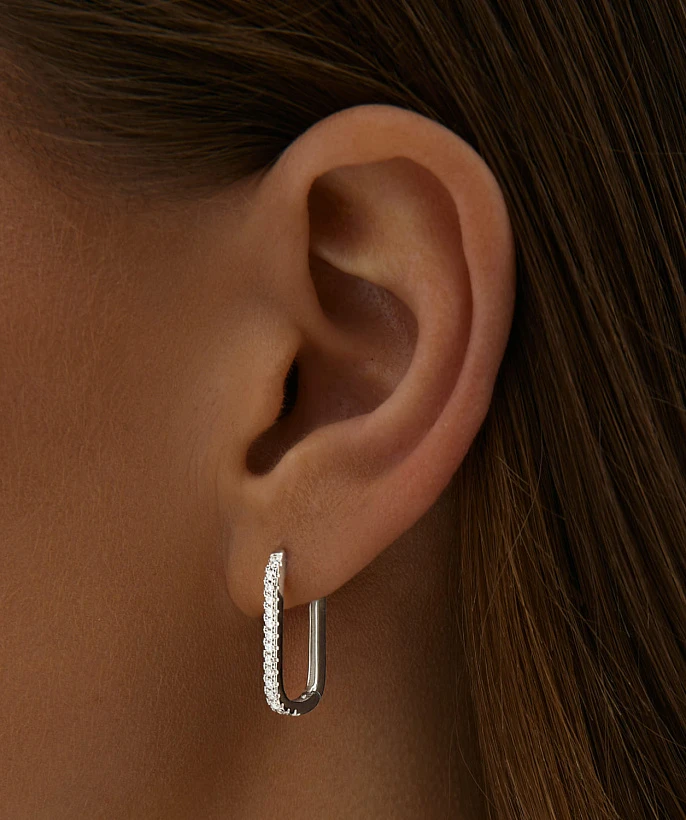 Серебряные серьги с фианитами MIESTILO
