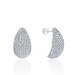 Крупные серьги из серебра с россыпью фианитов