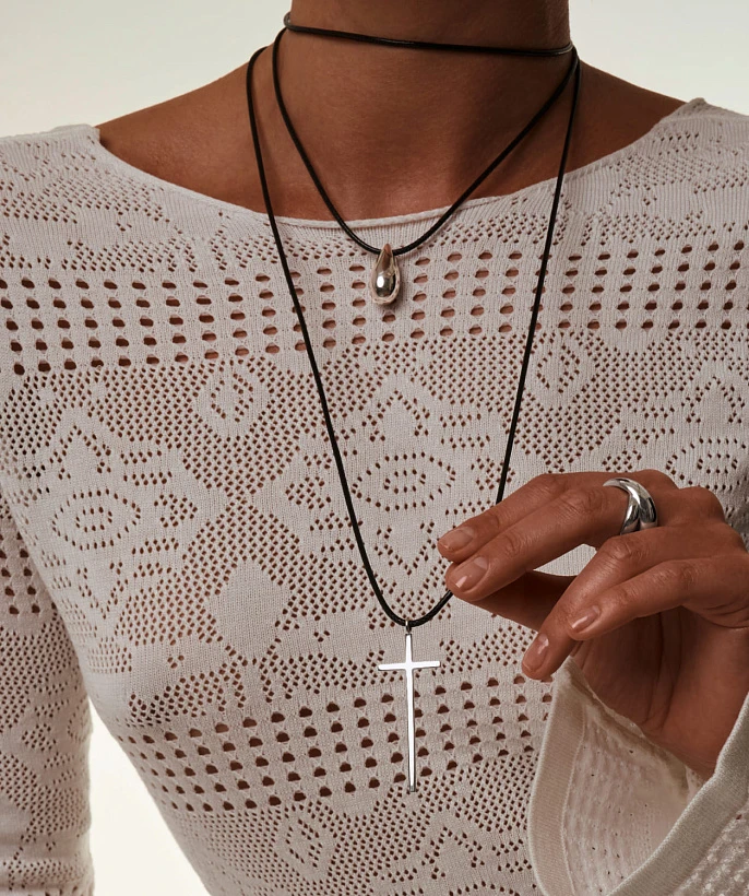 Кольцо кросс из серебра