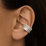 Широкий серебряный кафф с дорожками из фианитов и жемчужин MIESTILO 