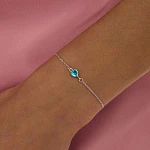 Браслет из серебра с голубым фианитом в огранке сердце MIESTILO
