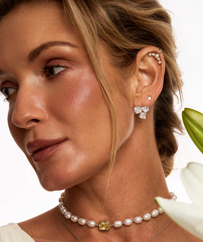 Серебряный кафф с натуральным жемчугом