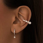 Серьги из серебра с натуральным жемчугом и фианитами