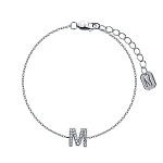 Серебряный браслет с буквой М MIESTILO
