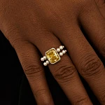 Серебряное кольцо SICILIA с жемчугом и желтым фианитом